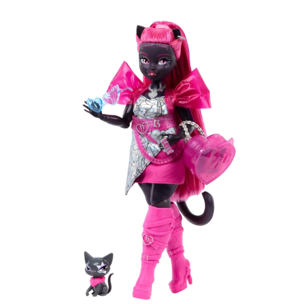 🐩♡Monster High Catty Noir Fashion Doll with Pet Cat Amulette and Backpack